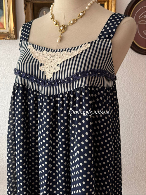 Navy Poka Dot Dress size M