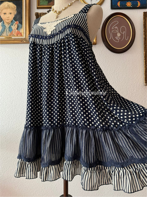 Navy Poka Dot Dress size M
