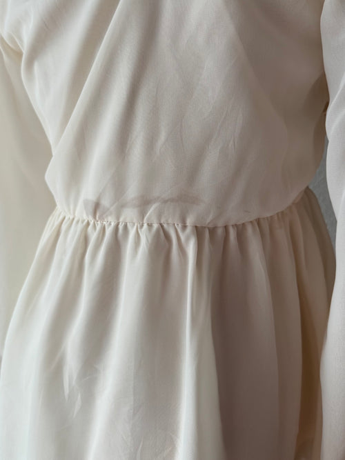 Cream Long Sleeve Chiffon Blouse Size S