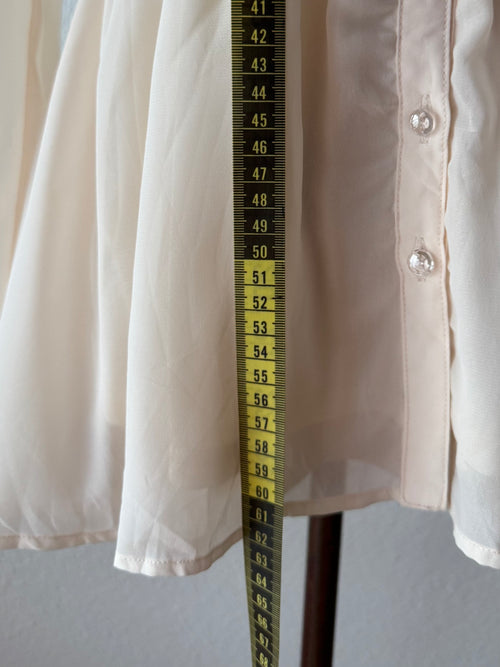 Cream Long Sleeve Chiffon Blouse Size S