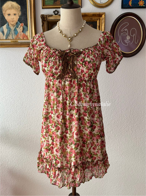 Y2K Floral Chiffon Babydoll size S