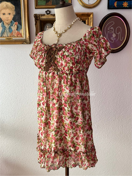 Y2K Floral Chiffon Babydoll size S