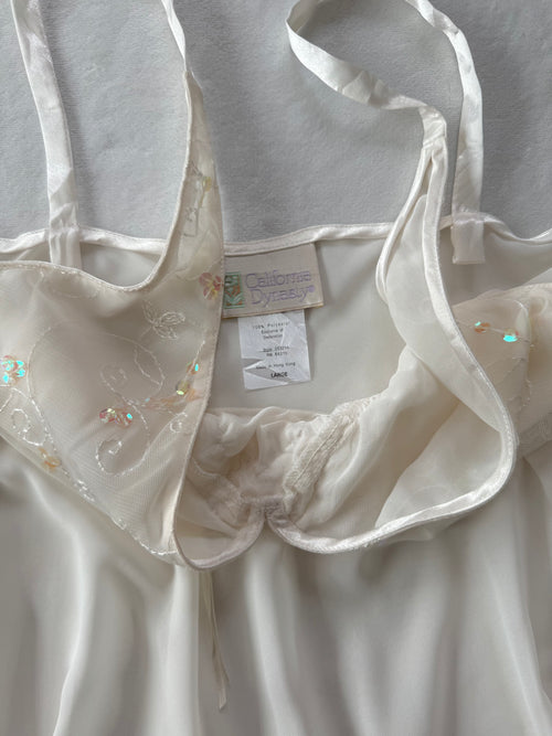 California Dynasty White Chiffon Babydoll size L