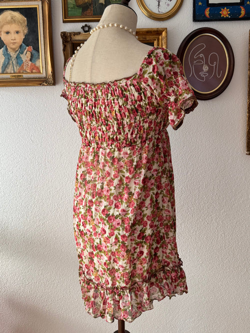 Y2K Floral Chiffon Babydoll size S