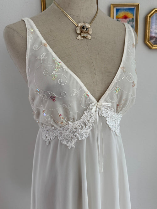 California Dynasty White Chiffon Babydoll size L