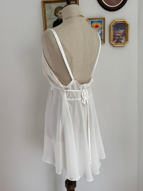 California Dynasty White Chiffon Babydoll size L