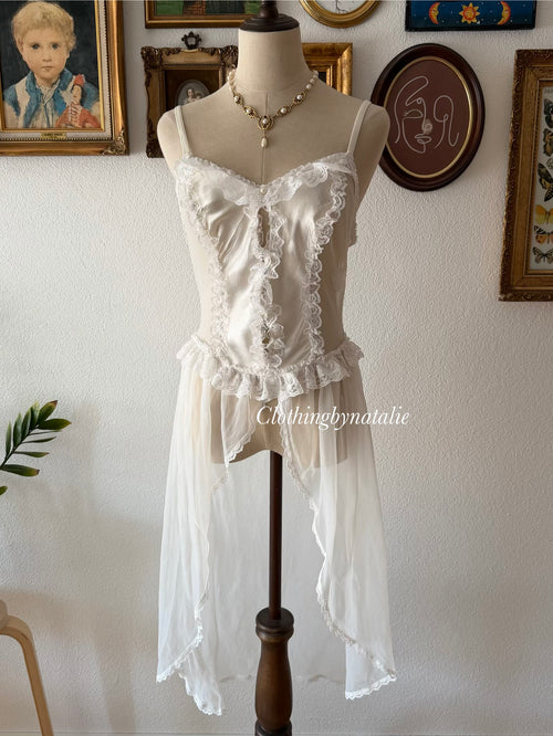Vintage Nylon Bridal Sheer Peignoir Set Size S