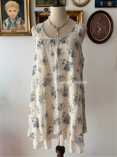 Blue Floral Babydoll Dress size M/L