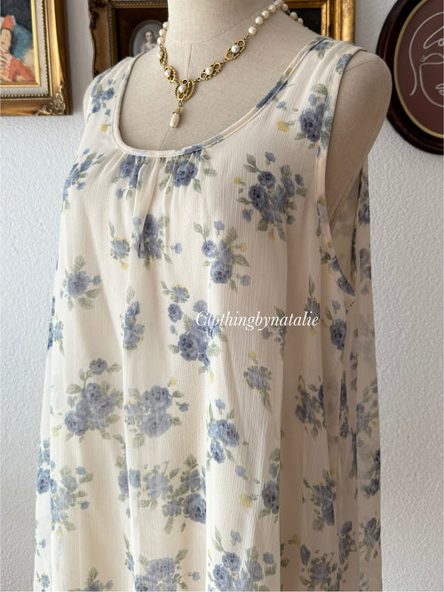 Blue Floral Babydoll Dress size M/L