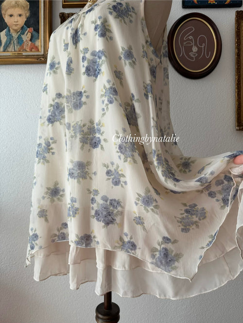 Blue Floral Babydoll Dress size M/L