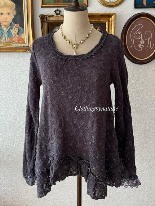 Purple Knit Blouse Size S
