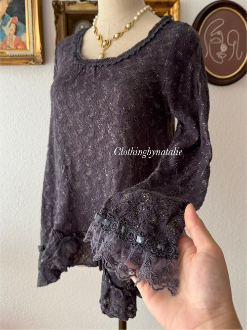 Purple Knit Blouse Size S