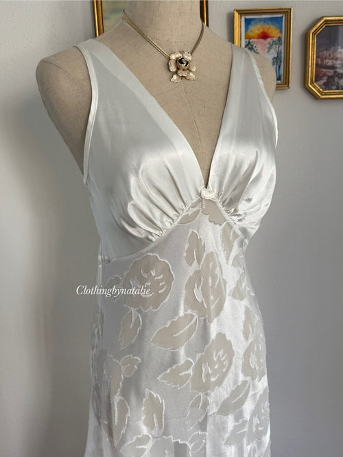 Lucie Ann II White Brocade Slip Size S