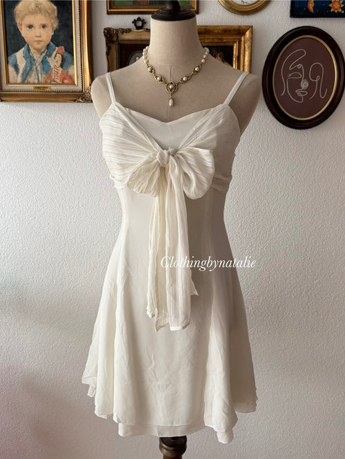 White Chiffon Bow Dress size S