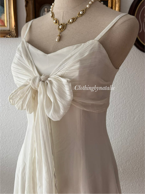 White Chiffon Bow Dress size S