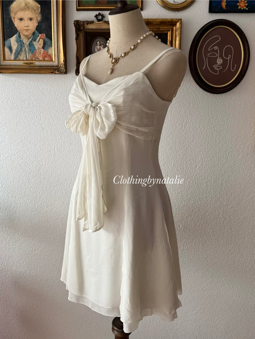 White Chiffon Bow Dress size S