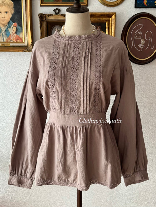 Brown Cotton Blouse size S
