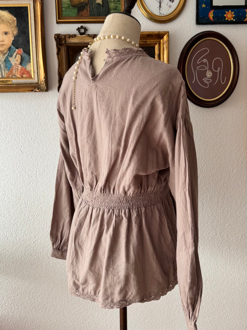 Brown Cotton Blouse size S