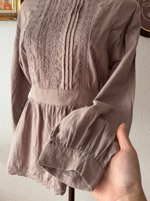 Brown Cotton Blouse size S