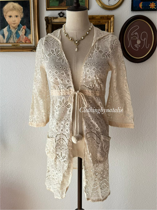 Cream Knit Cardigan Poncho size S