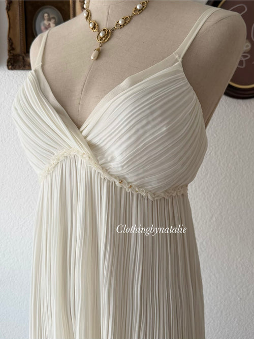 Flora Pleated Chiffon Maxi Gown Size M