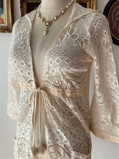 Cream Knit Cardigan Poncho size S