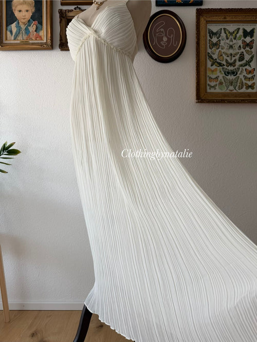 Flora Pleated Chiffon Maxi Gown Size M