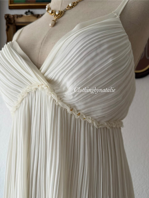 Flora Pleated Chiffon Maxi Gown Size M