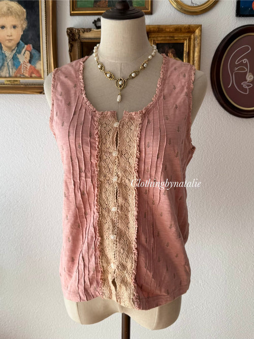 Pink Cotton Tank Top size M