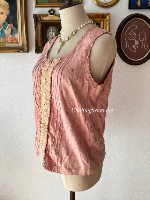 Pink Cotton Tank Top size M