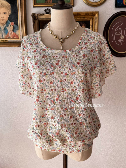 White Floral Lace Blouse size S