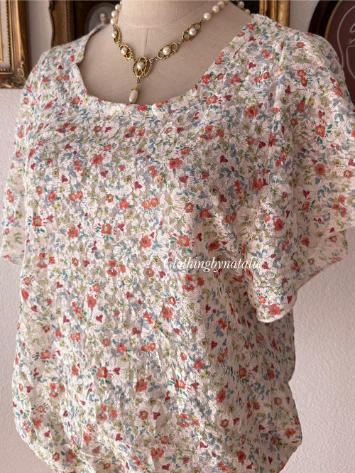 White Floral Lace Blouse size S