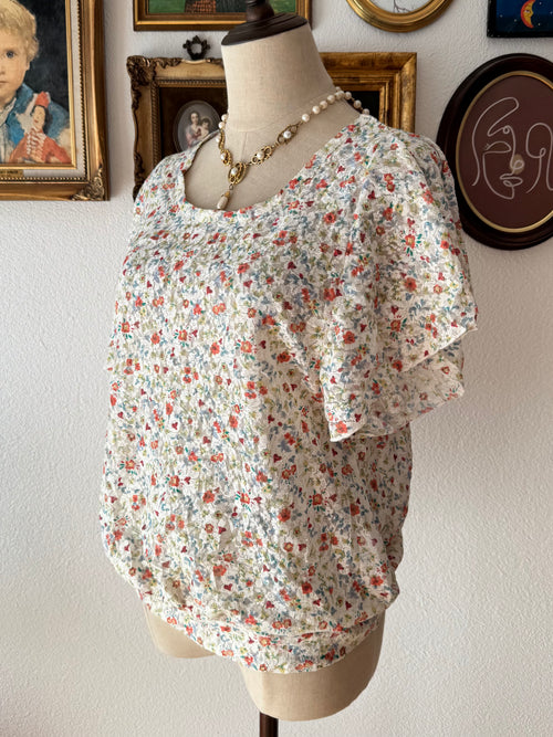 White Floral Lace Blouse size S