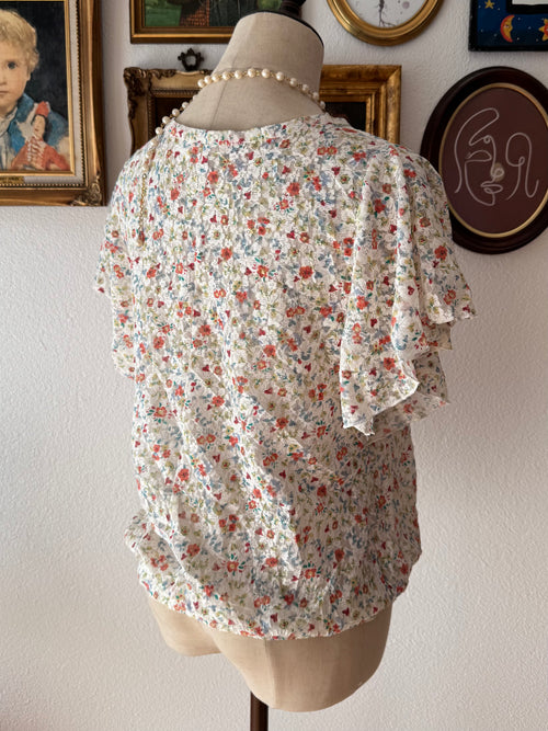 White Floral Lace Blouse size S