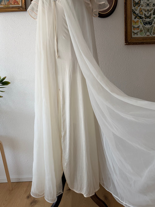 Vintage Cream Bridal Maxi Peignoir Set Size S