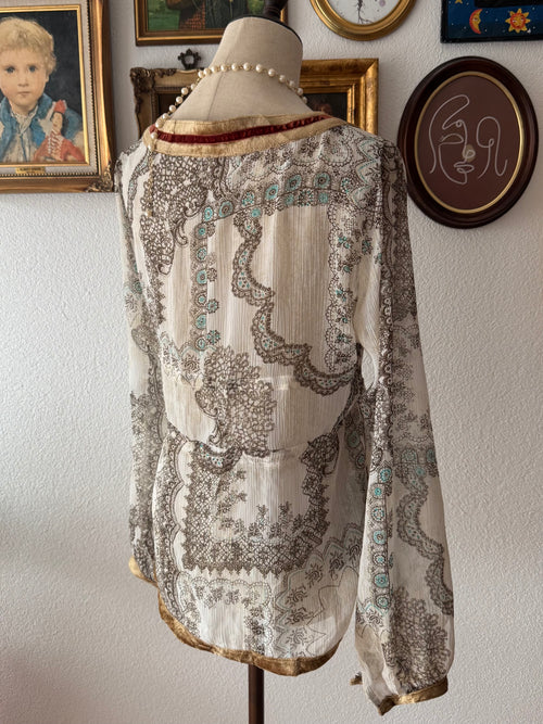 Boho Long Sleeve Chiffon Blouse size M