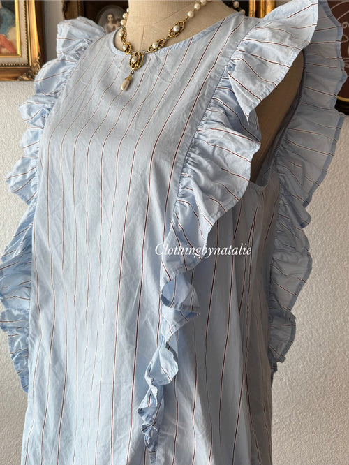Blue Cotton Short Dress size M
