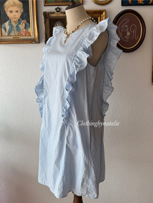 Blue Cotton Short Dress size M