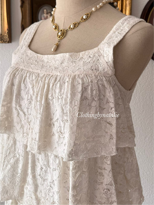 White Tutu Cotton Lace Blouse size S/M