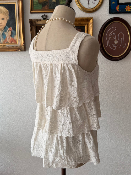 White Tutu Cotton Lace Blouse size S/M