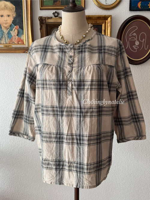 Plaid Cotton Blouse size M