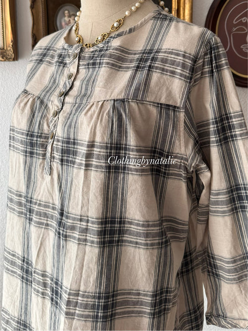 Plaid Cotton Blouse size M