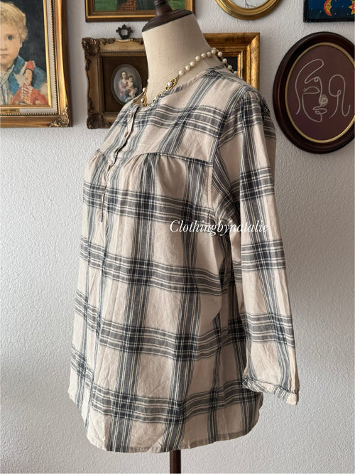 Plaid Cotton Blouse size M