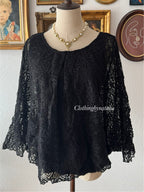 Black Knit Batwing Blouse size S