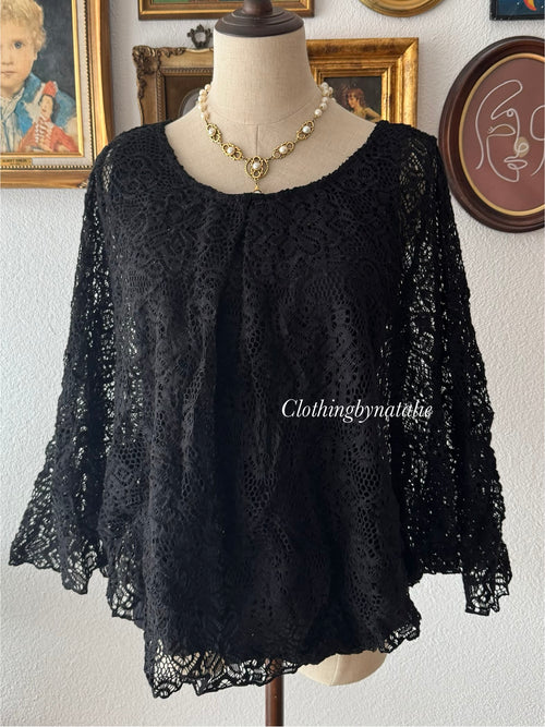 Black Knit Batwing Blouse size S