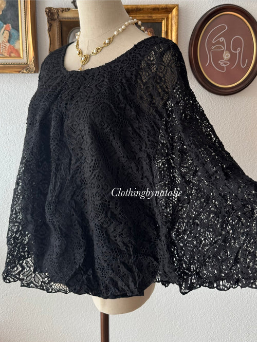 Black Knit Batwing Blouse size S
