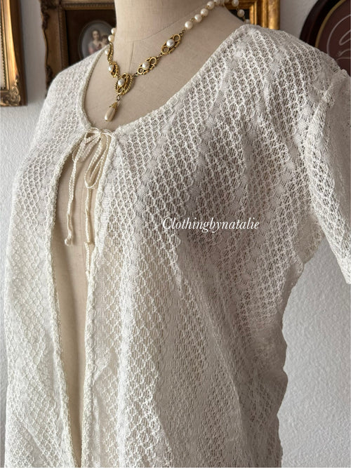 White Crochet Cardigan size M