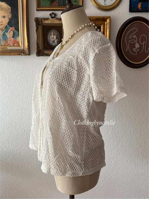 White Crochet Cardigan size M