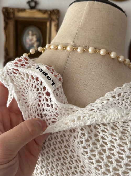 White Long Crochet Cardigan size M