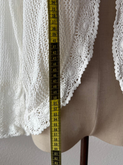 White Long Crochet Cardigan size M